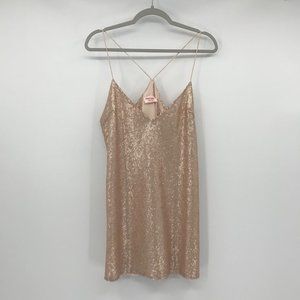 Showpo Sexy Nights in Vegas Mini New Years Dress in Champagne Sequins Si…